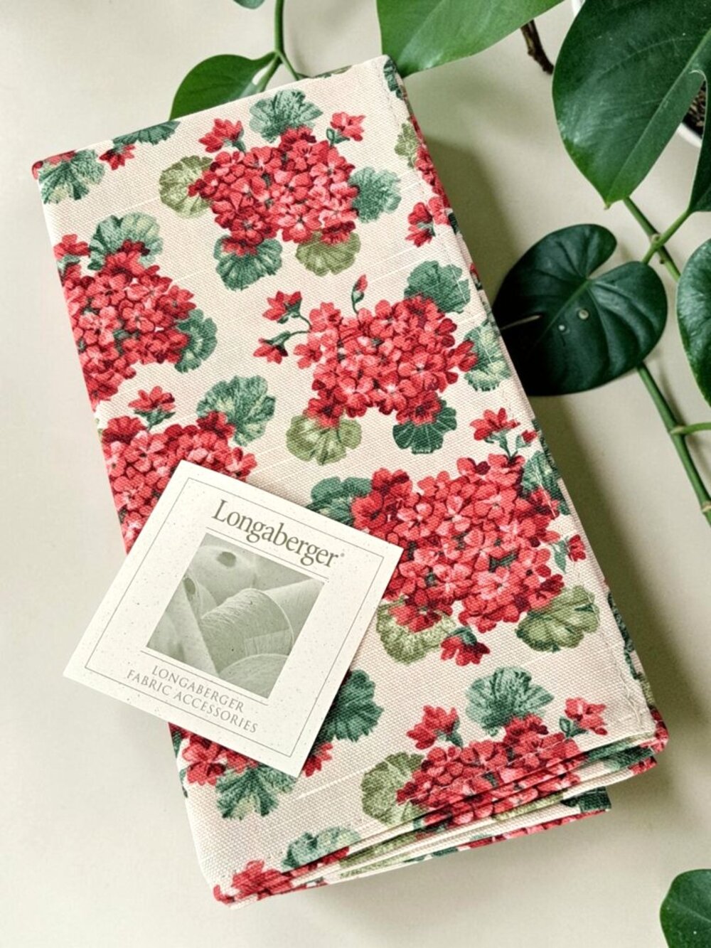 Longaberger Set Of 2 Napkins-Geranium Fabric-NEW!!! in package